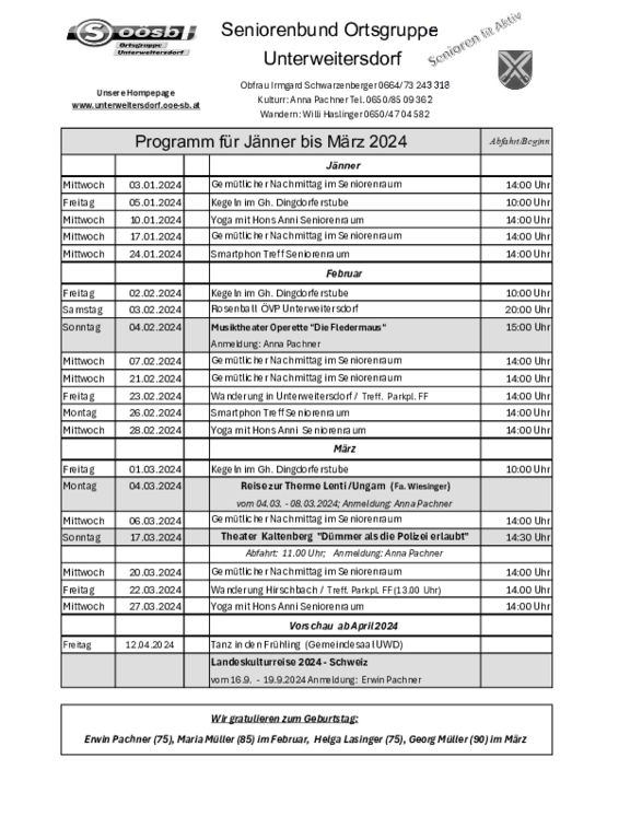 Programm 2024 OÖSB Unterweitersdorf